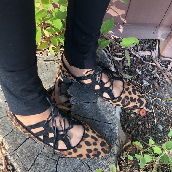 Last1♥️Leopard 🐆 Animal Print Lace Up Flats Shoes - Picture 8 of 8